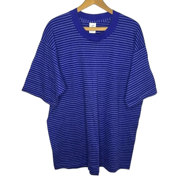 Vintage 90s Single Stitch Fruit of The Loom Casualwear Striped Basic T Shirt - Picture 9 of 9